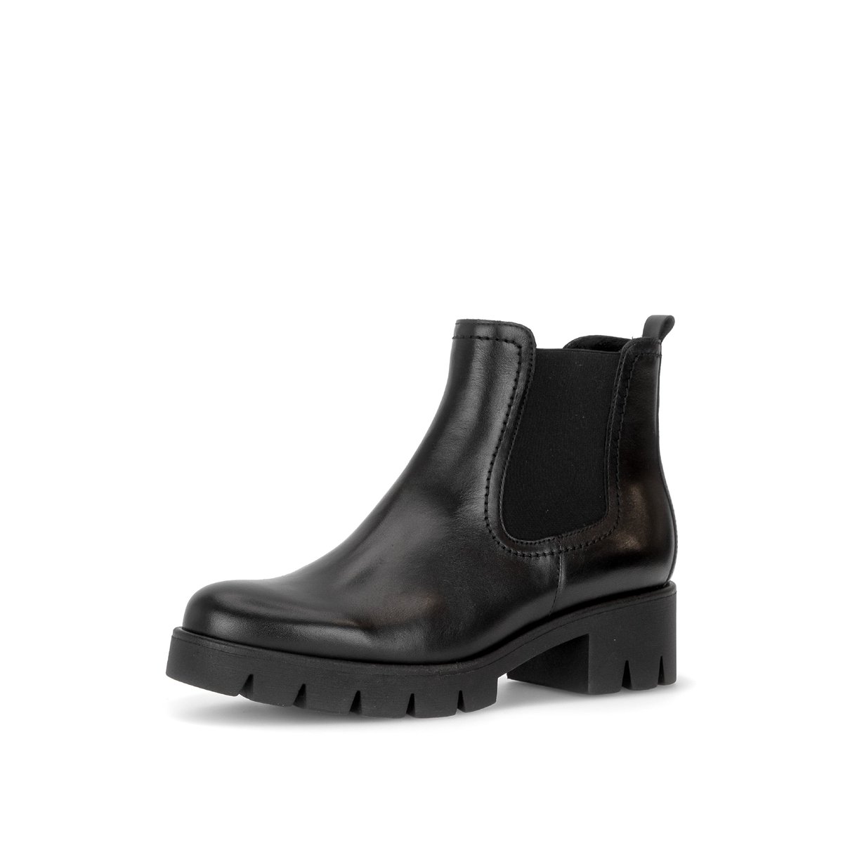 Bottines en cuir à talon décroché noir lisse, GABOR