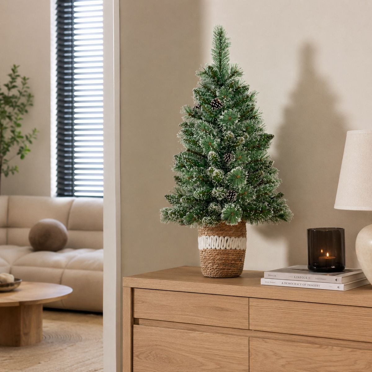 Sapin de Noël artificiel enneigé H90 cm VANDANS vert, BLACK BOX TREES