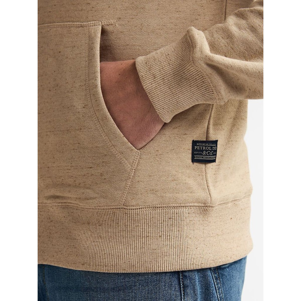 Sweat zippé à capuche camel, PETROL INDUSTRIES
