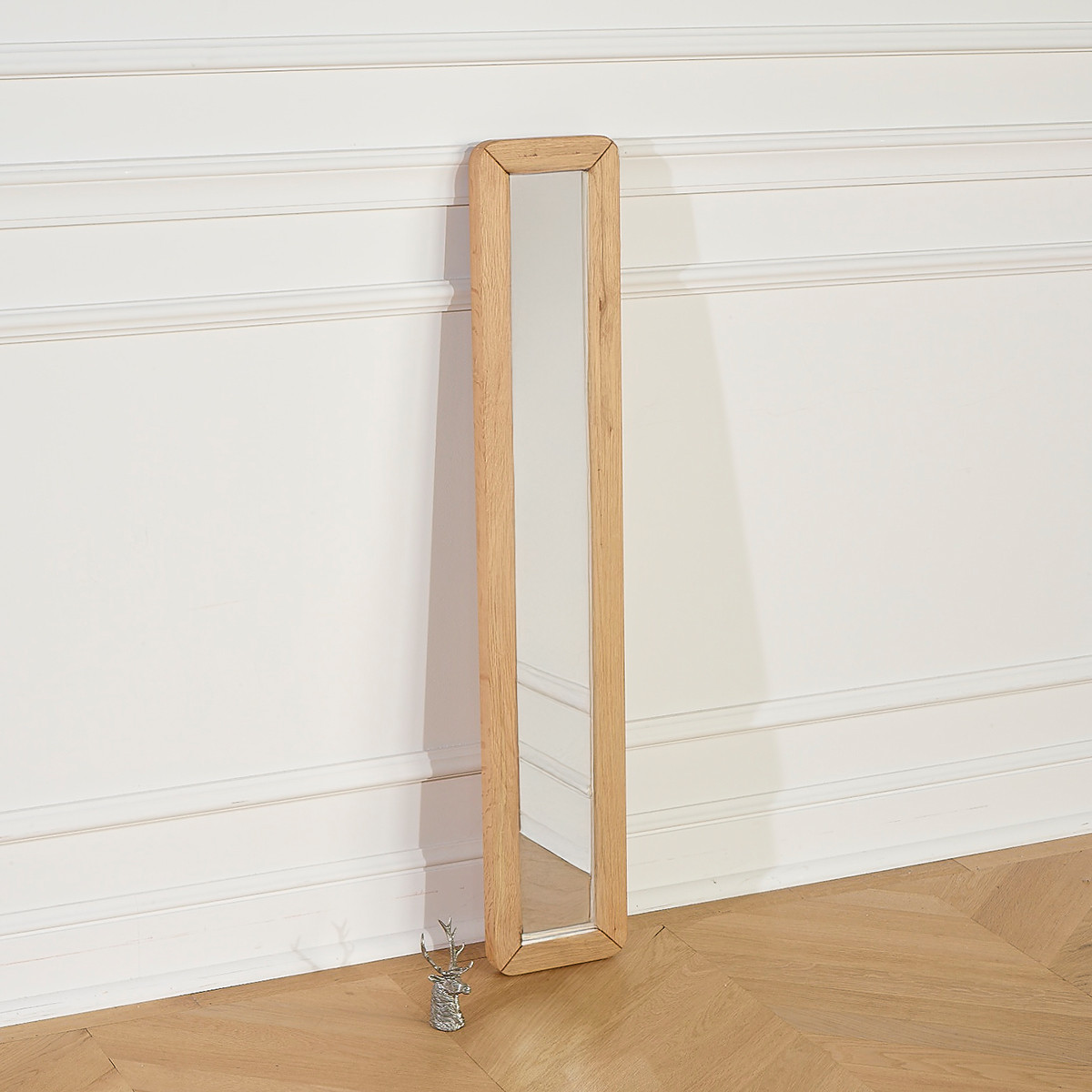 Miroir 110x20 cadre en chêne HUGUETTE beige, ROBIN DES BOIS
