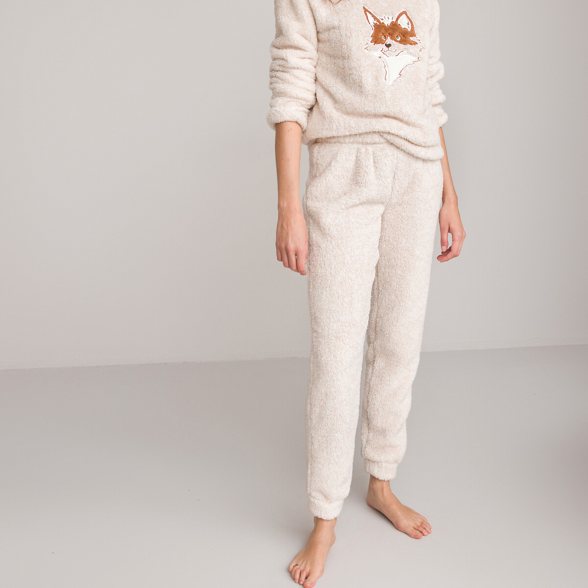 Embroidered Sherpa Pyjamas beige marl, SO'HOME