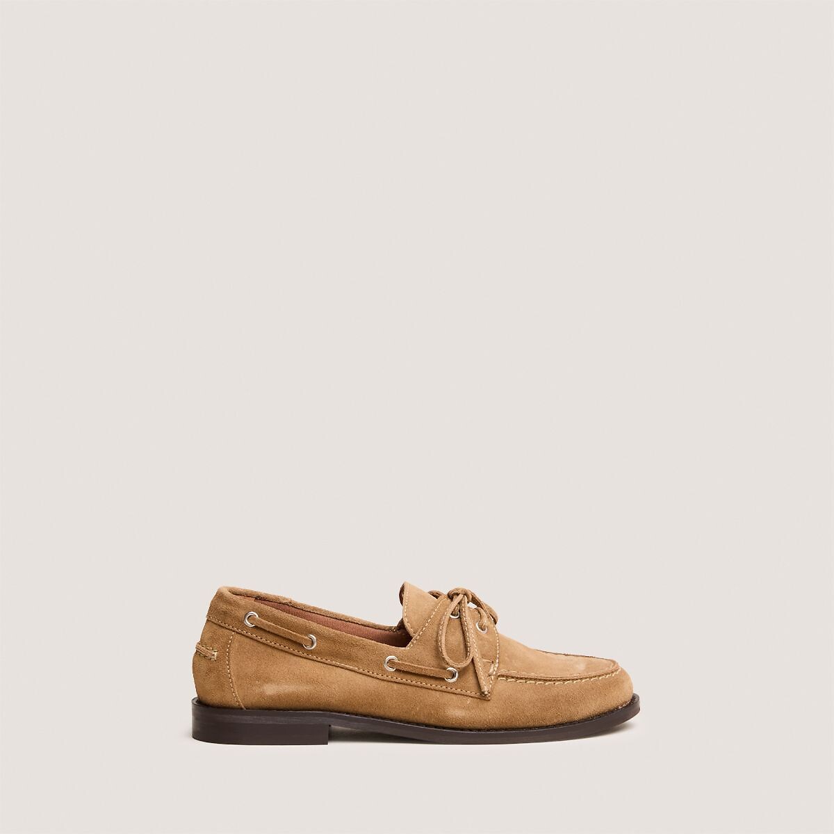 Mocassini da barca in pelle scamosciata, Olga beige scuro, JONAK