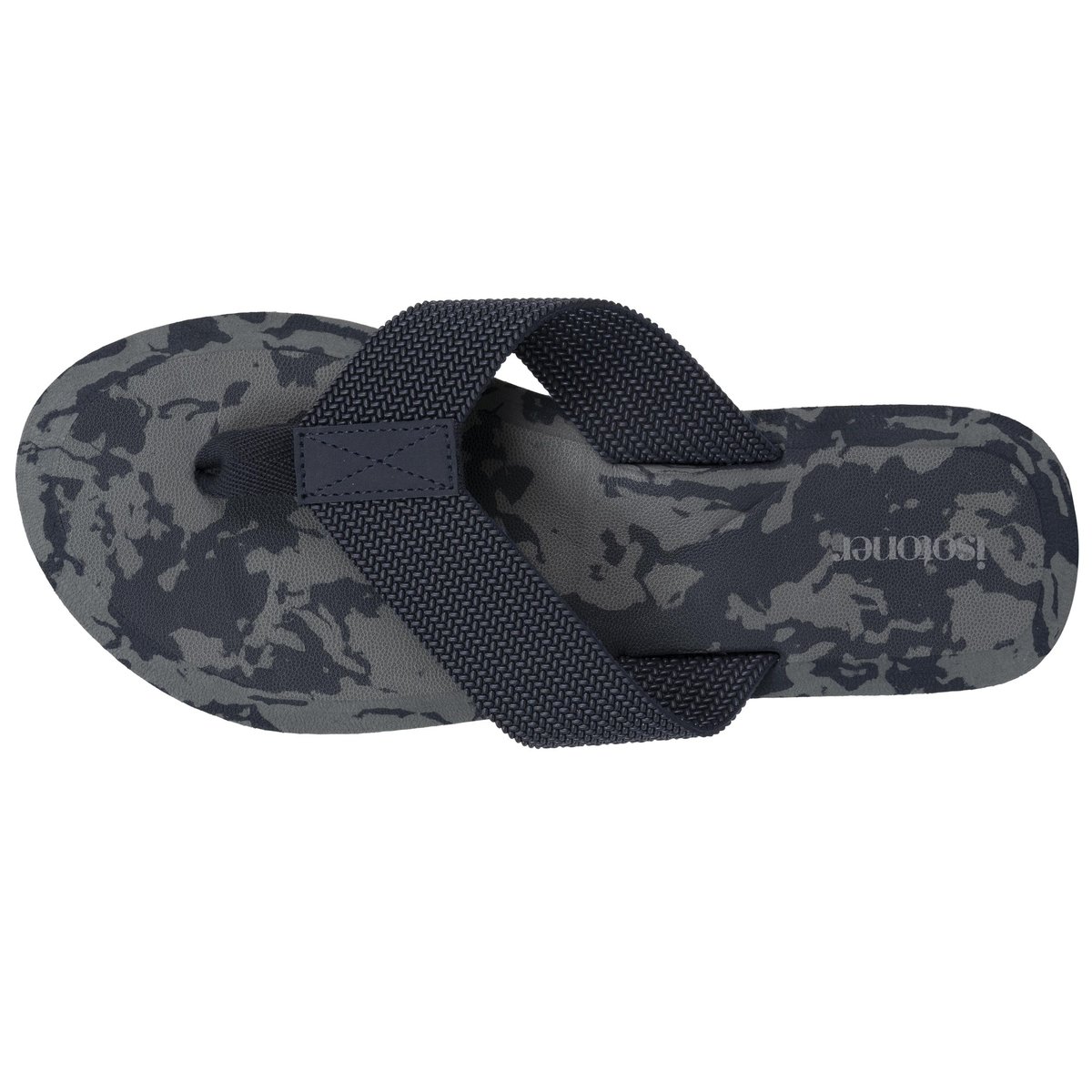 Tongs très confortables, tiges larges bleu marine, ISOTONER