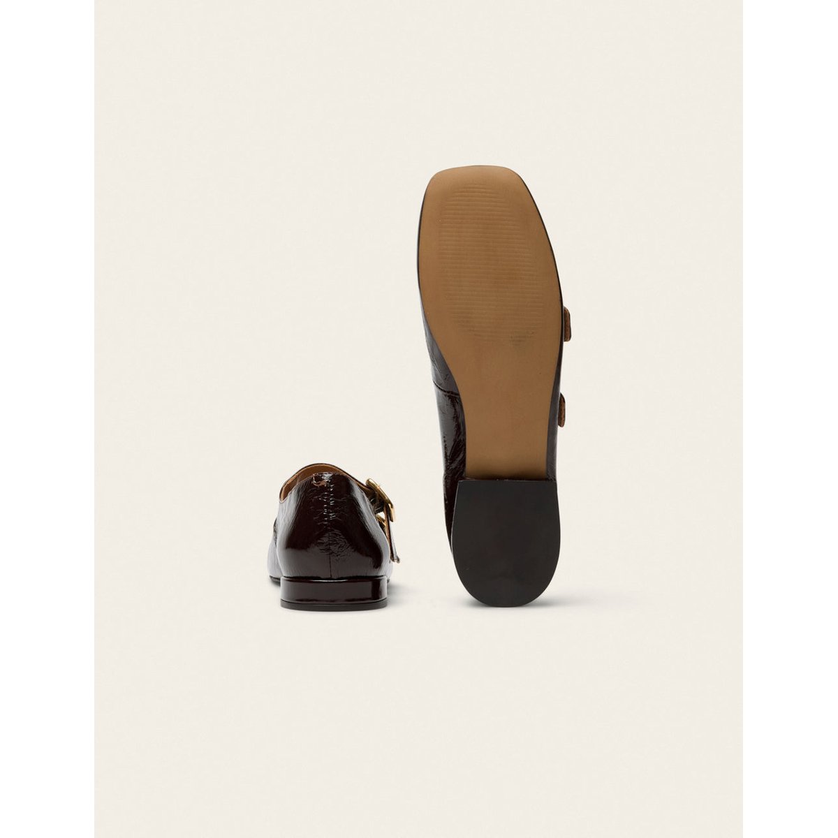 Ballerines FAZO cuir plissé marron, ODAJE