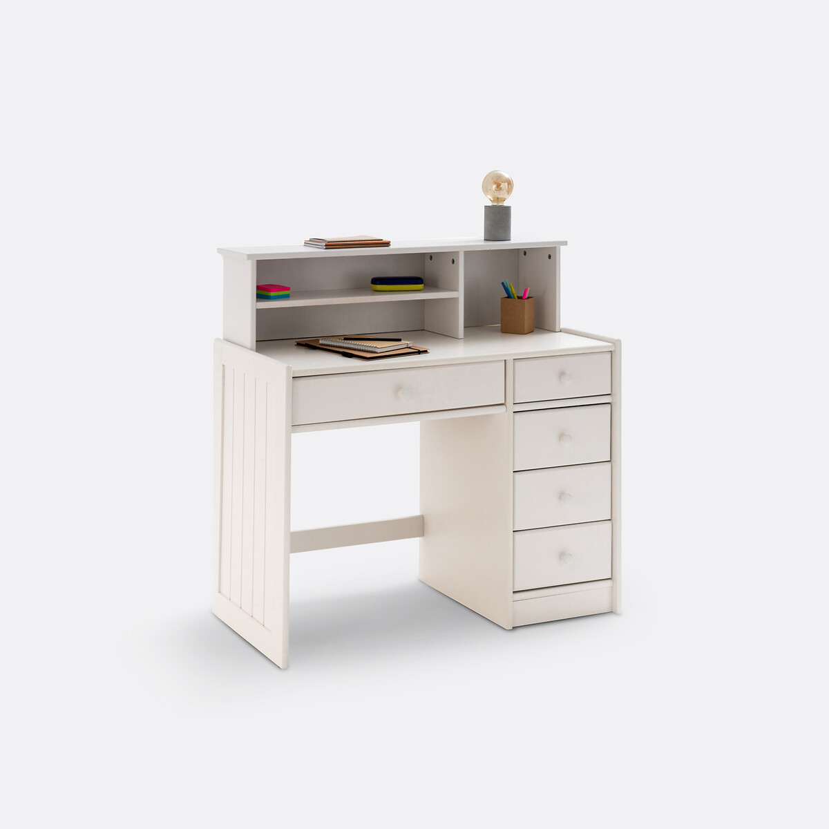 Bureau pin massif et MDF, Gaby blanc, LA REDOUTE INTERIEURS