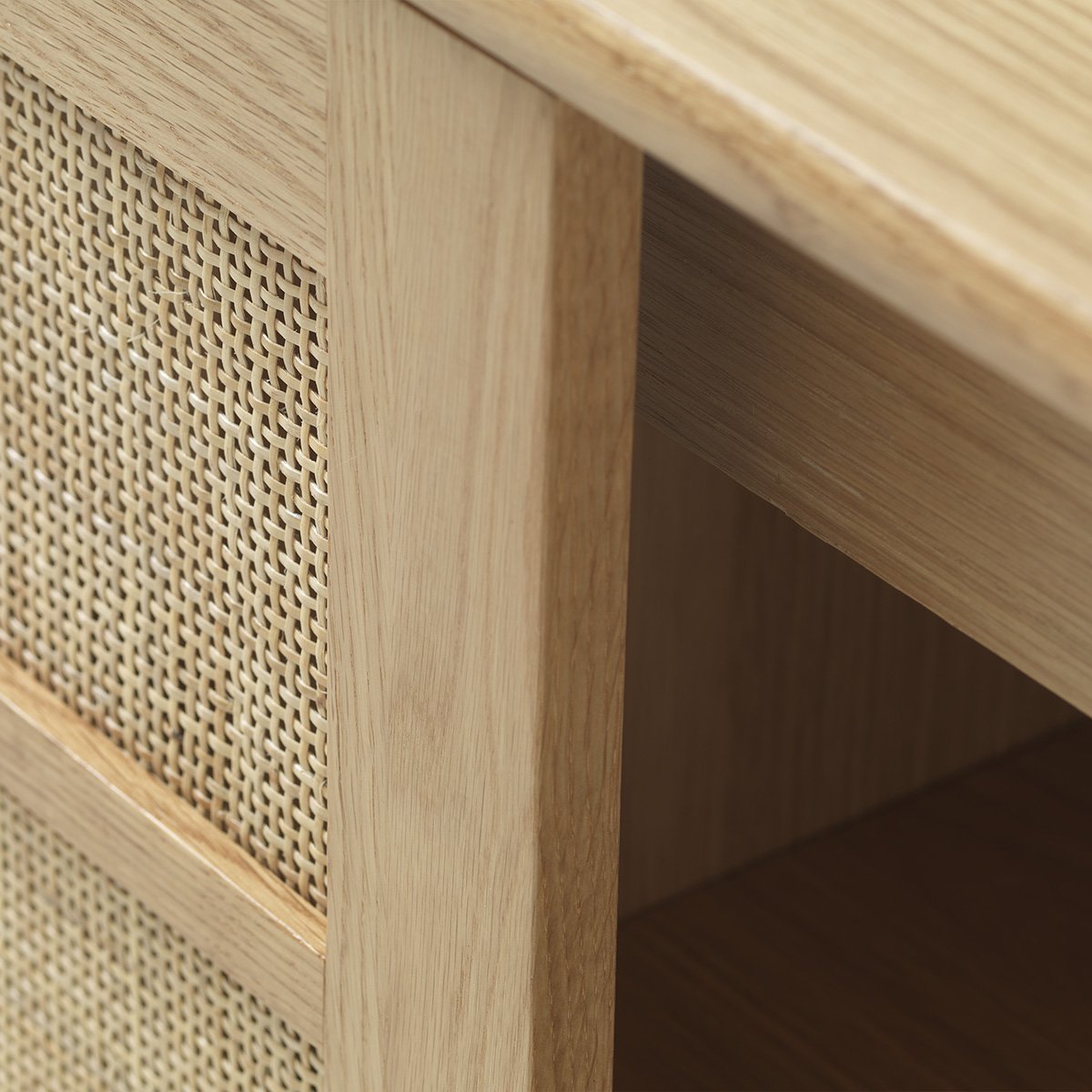 Buffet 180 cm 2 portes - Bois et rotin - CAPRI naturel, MAISON AUBERTIN