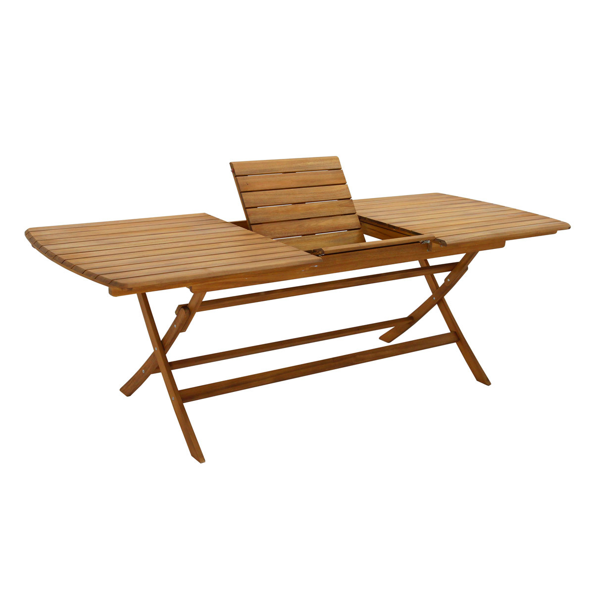 Table de jardin extensible rallonges intégrées en bois massif L180-240 cm CANOPEE naturel, MILIBOO