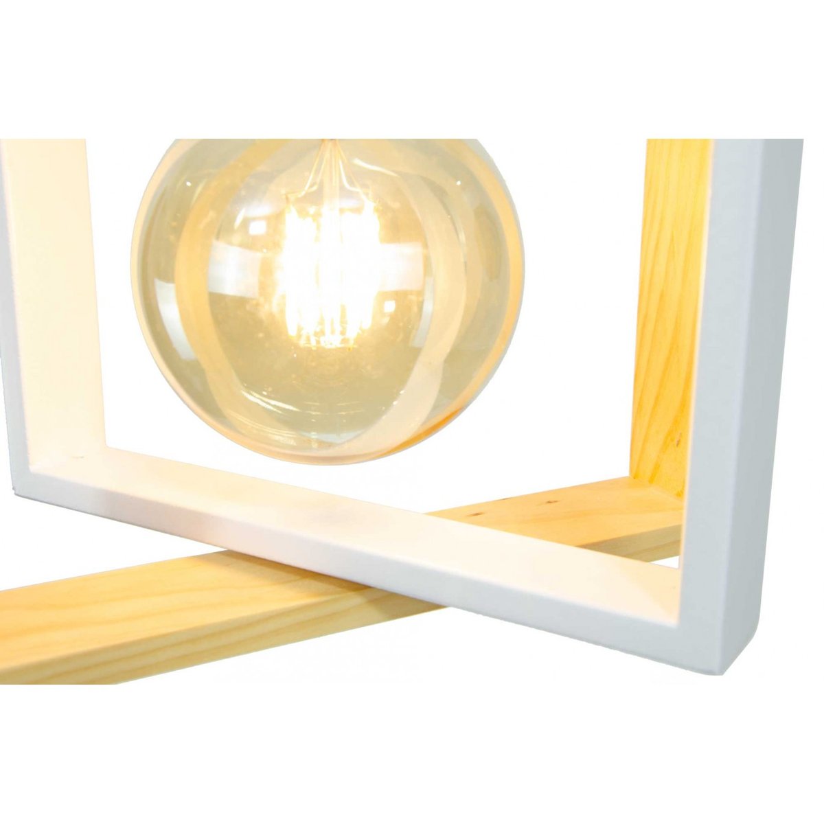 Suspension en bois d'hévéa et métal, WOOLI blanc, C-CREATION
