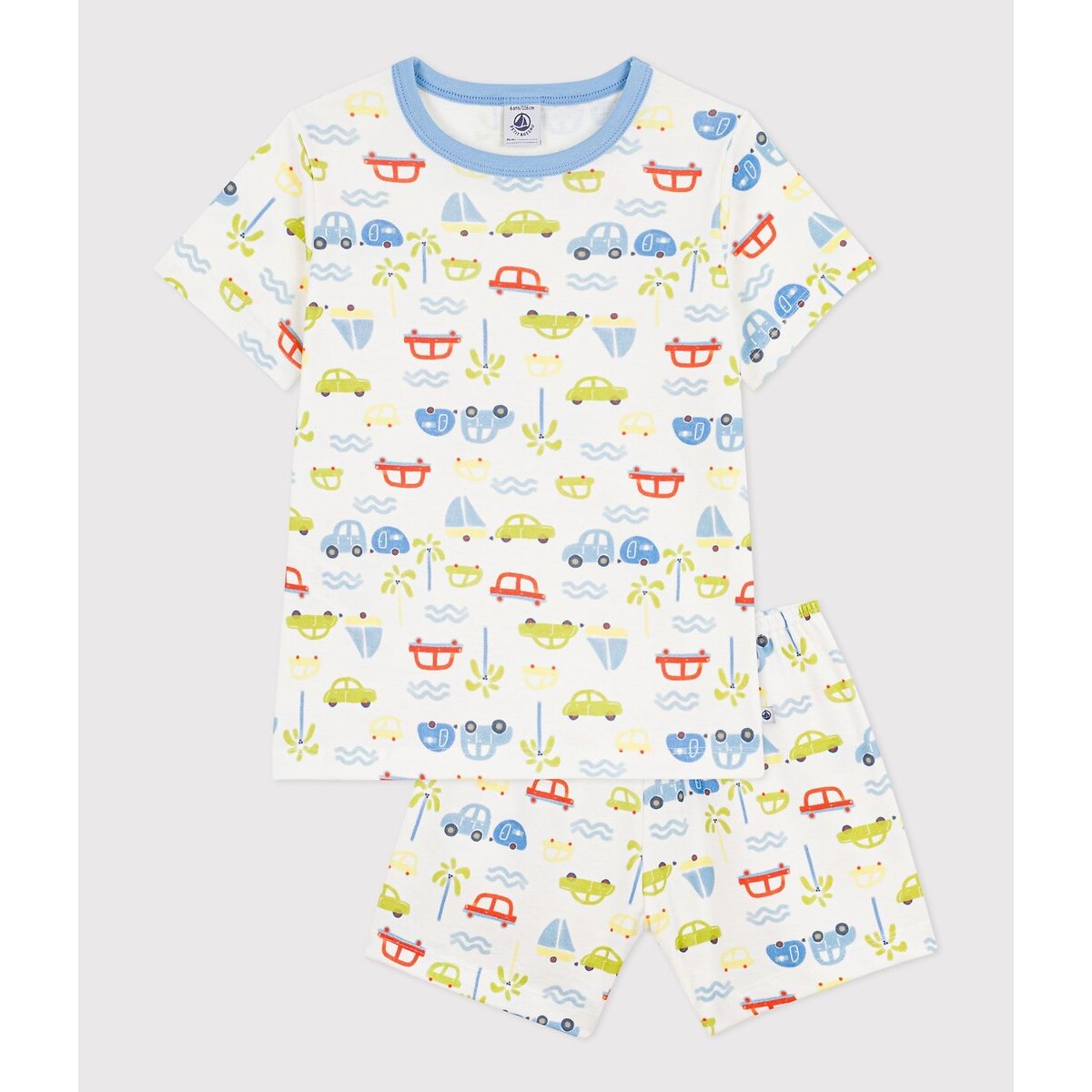 Pyjama short, en coton, imprimé voitures imprimé, PETIT BATEAU