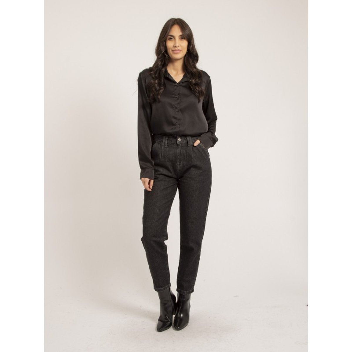 Chemise Satin Onolia noir, DONA LISA