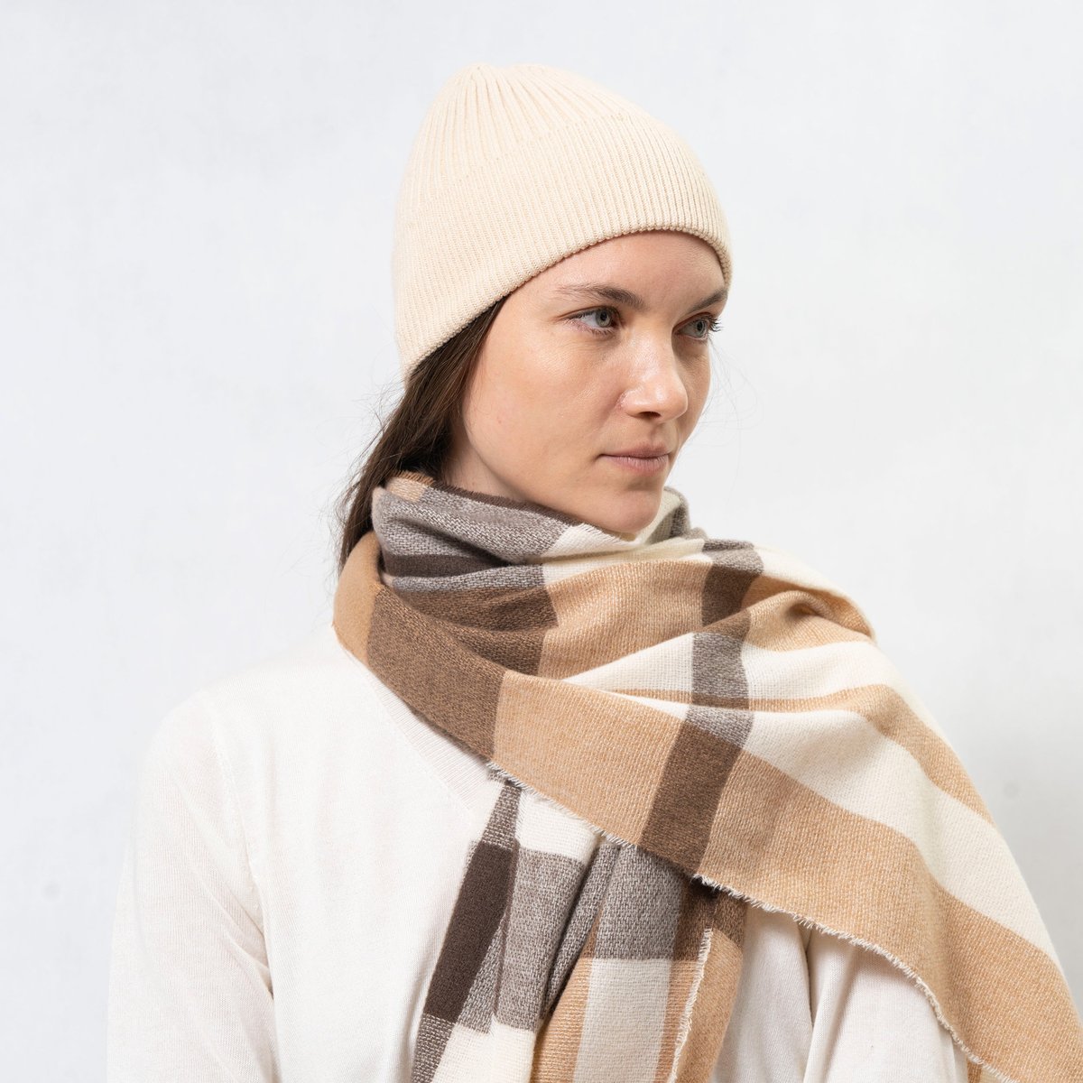 Echarpe ultra douce, chaude, très confortable, 50x200 cm beige/marron, ISOTONER