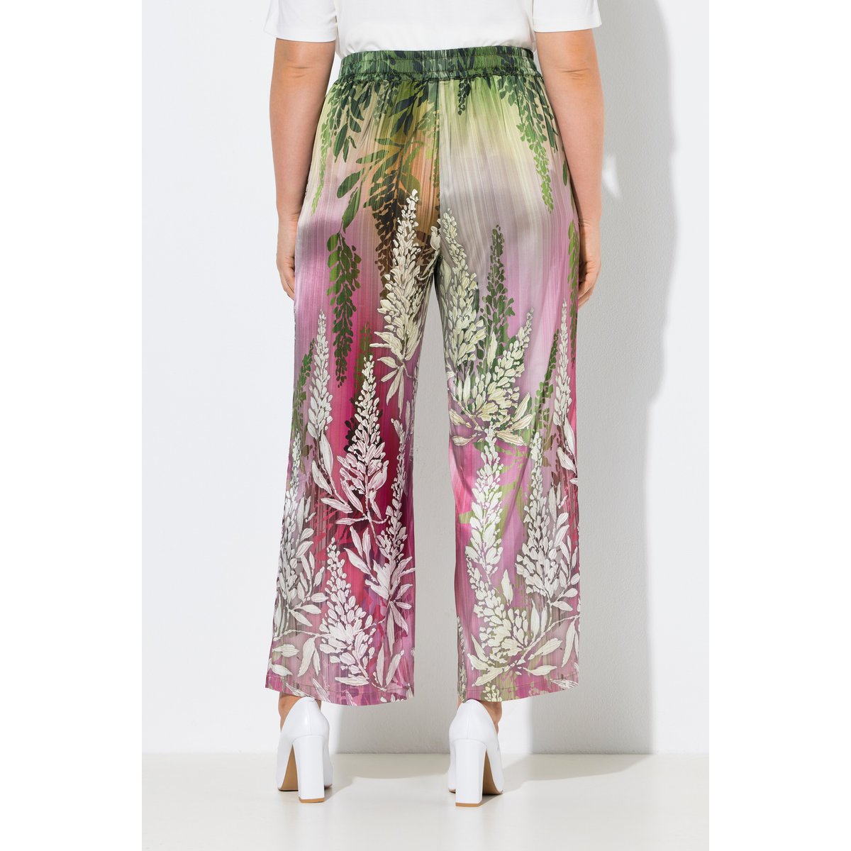 Pantalon motif à fleurs blanc neige, ULLA POPKEN