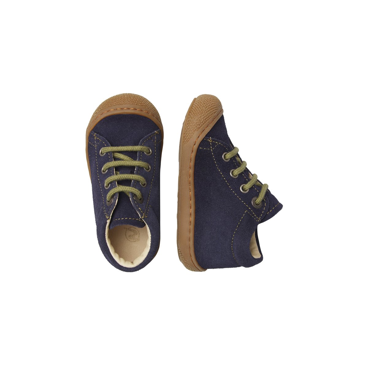 Chaussures premiers pas en suède COCOON marine-kaki, NATURINO