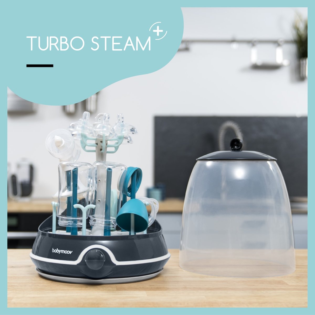 Stérilisateur 2 en 1 Turbo Steam plus bleu, BABYMOOV