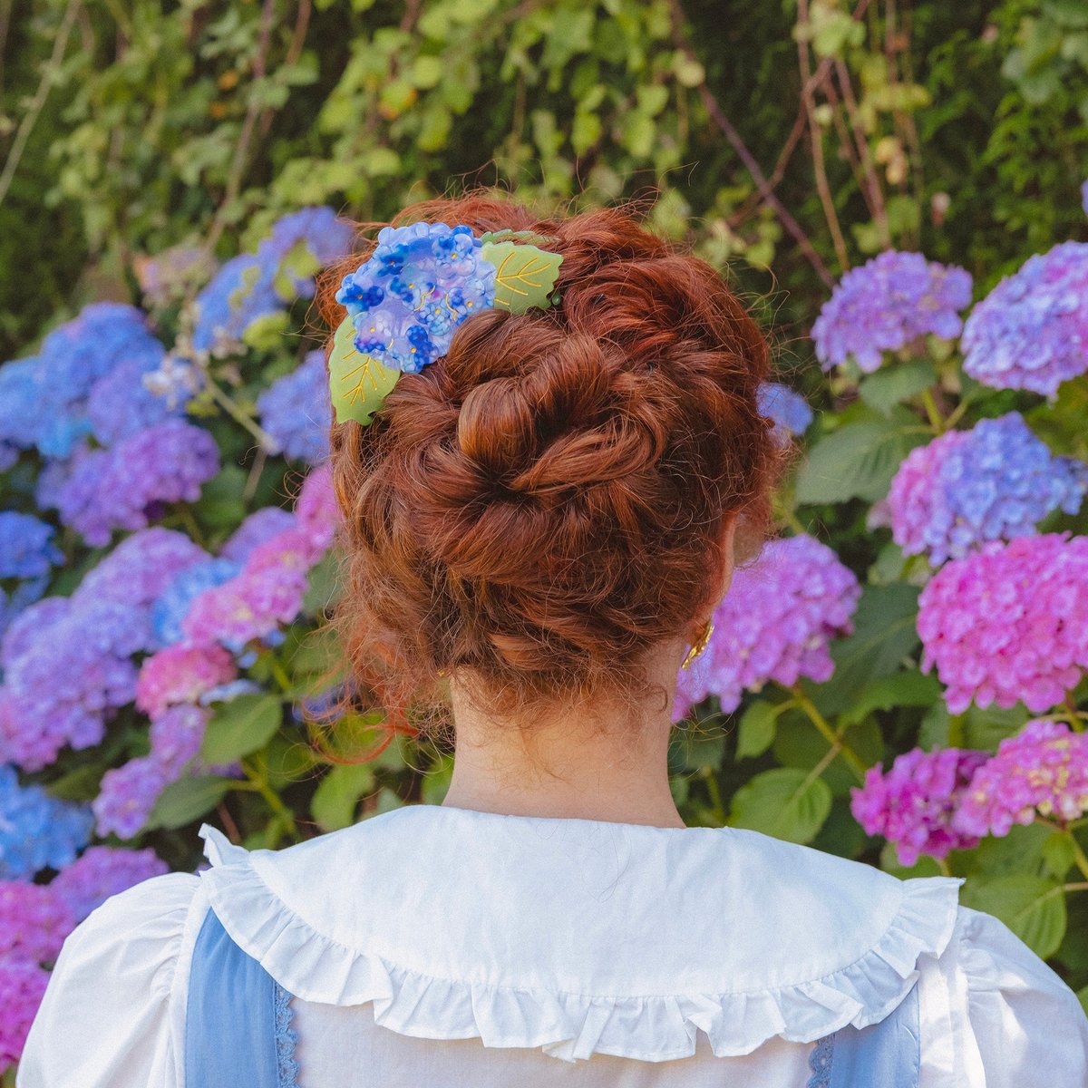 Pince à cheveux HORTENSIA bleu et vert, COUCOU SUZETTE