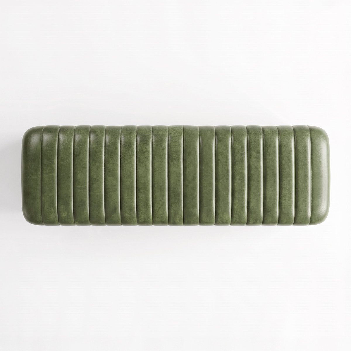 Banc 100 cm en cuir de buffle - ÉMILE vert, MAISON PAVANE