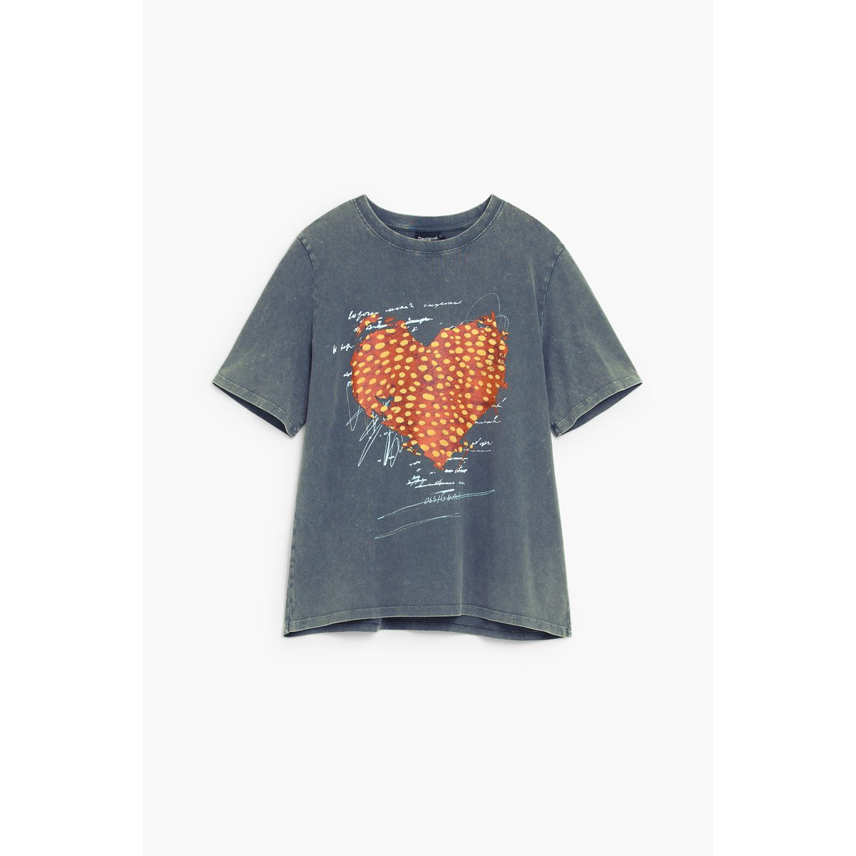 T-shirt imprimé en coton biologique noir, DESIGUAL