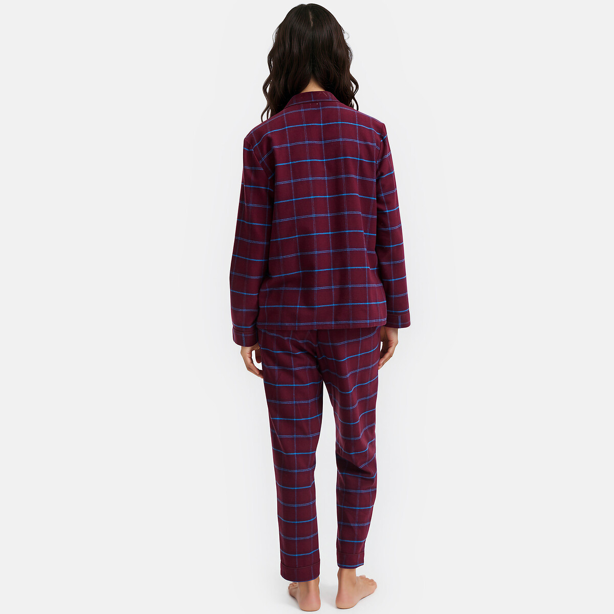 Pyjama 2 pièces en flanelle, à carreaux carreaux bordeaux, LA REDOUTE COLLECTIONS
