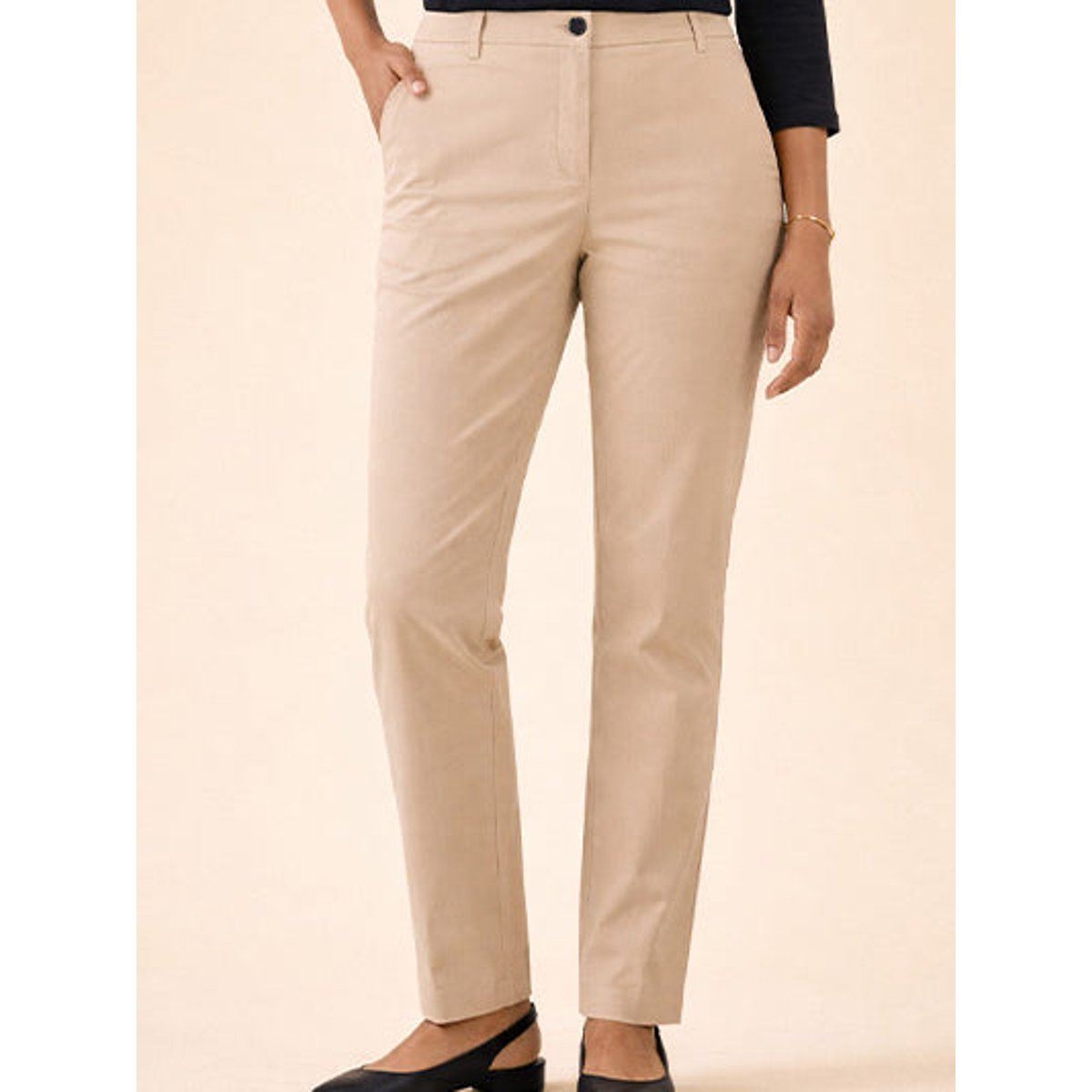 Pantalon cigarette satin de coton  Eve beige, CYRILLUS