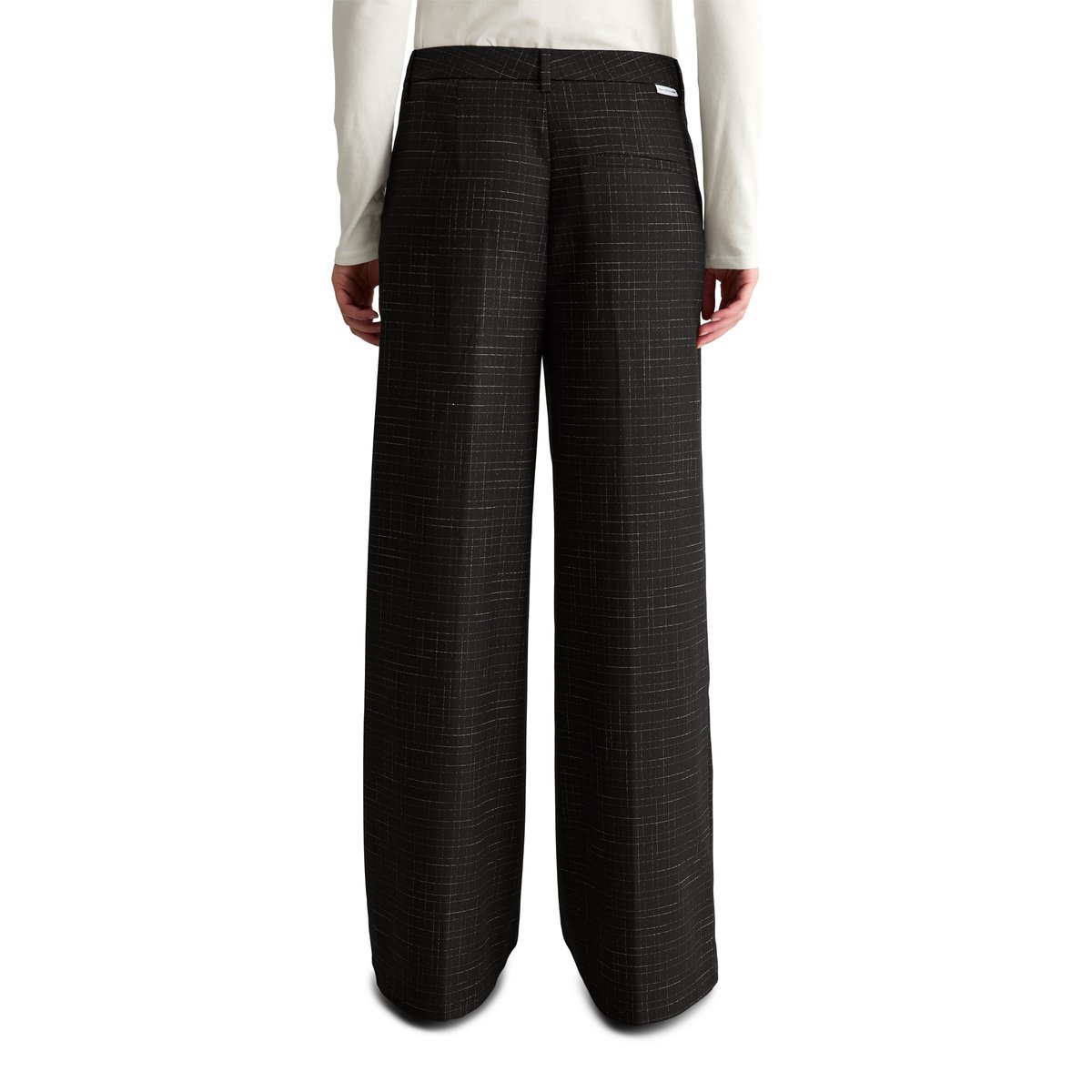 Pantalon sur mesure à carreaux en mélange polyester-viscose noir, MARC O’POLO DENIM