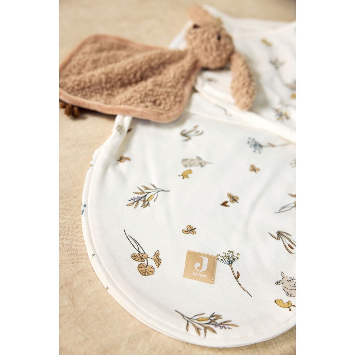 Doudou attache sucette lapin marron, JOLLEIN