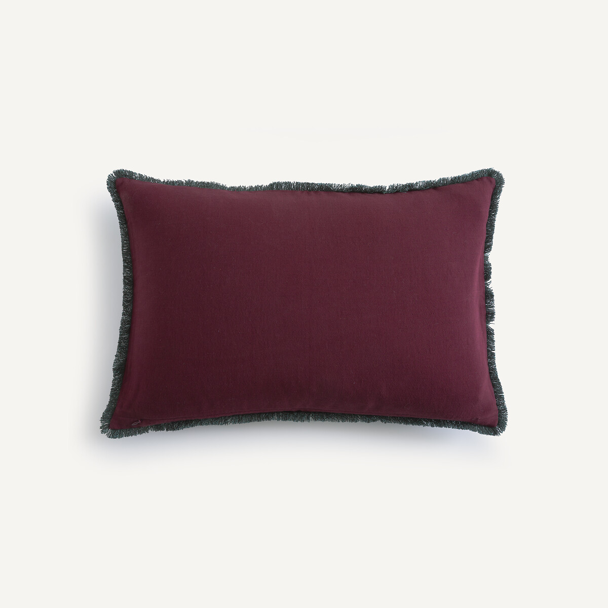 Housse de coussin brodée en lin et coton, SORINE acajou / menthe, AM.PM