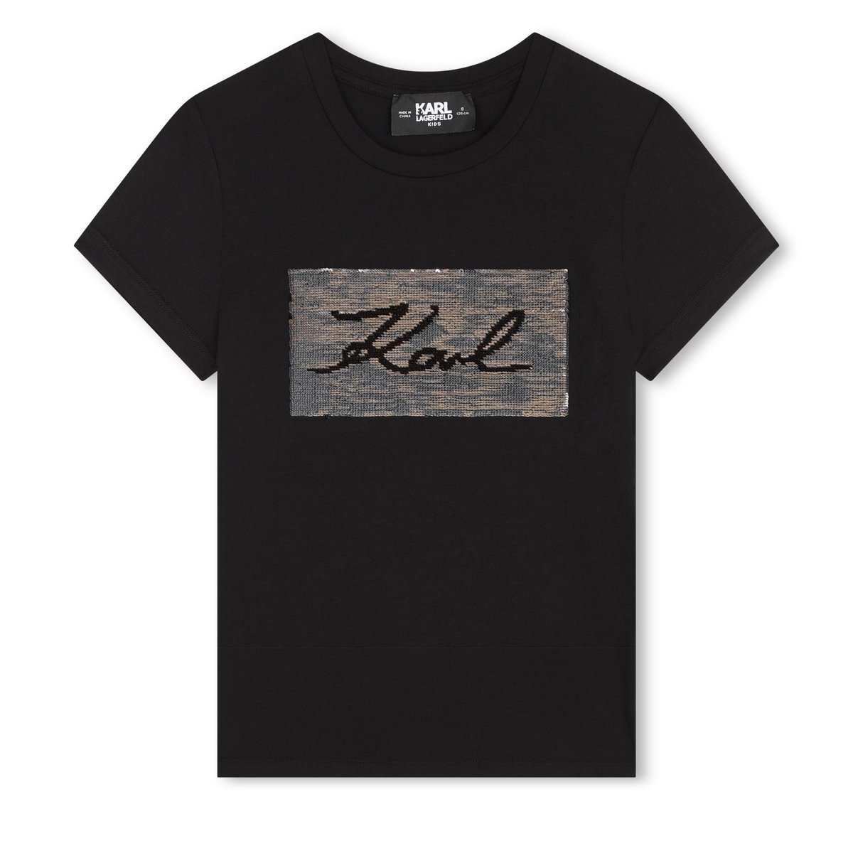 T-shirt orné de sequins réversibles black, KARL LAGERFELD KIDS