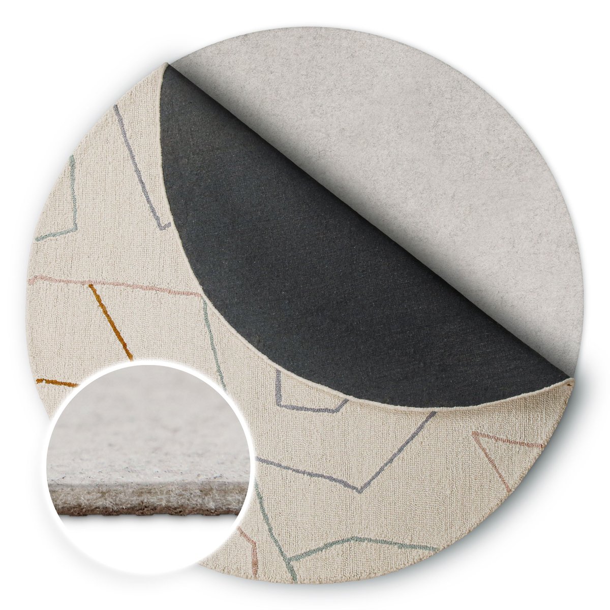 Sous-tapis antidérapant rond confort , RugPad Premium gris clair, WECON HOME