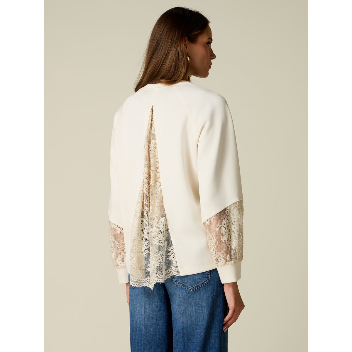 Sweat-shirt avec inserts transparents blanc, OLTRE