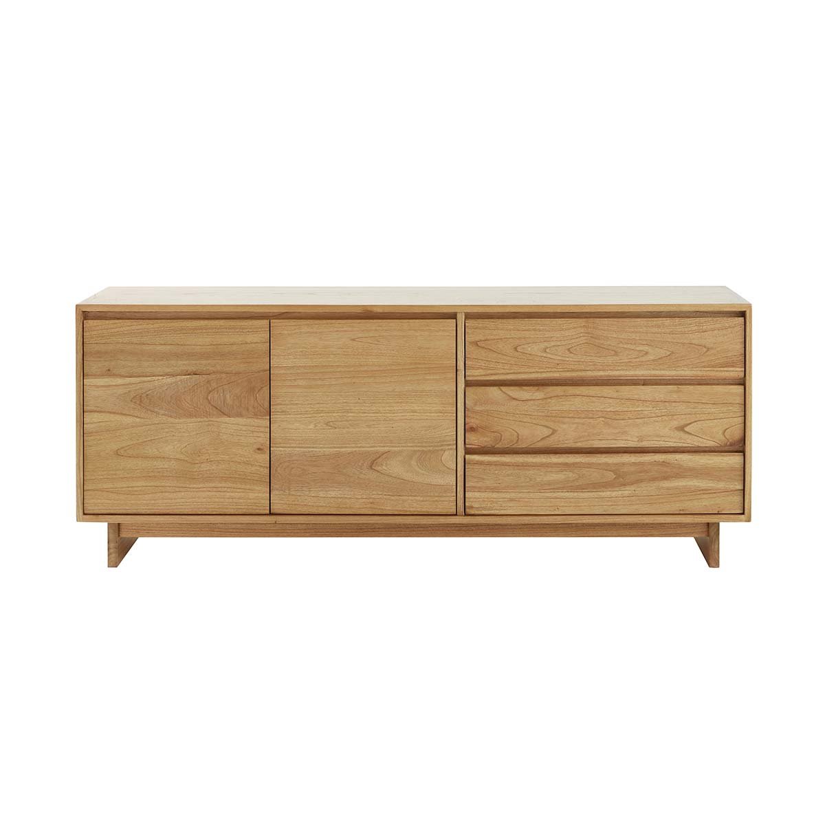 Commode en bois massif 180 cm 2 portes 3 tiroirs  TILO naturel, BERAH GETAH