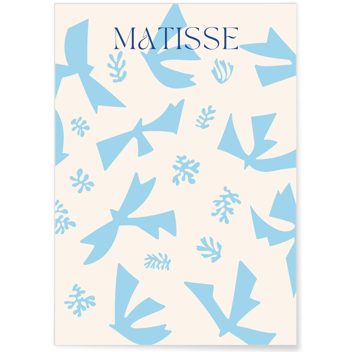 Affiche Matisse 'Oiseaux Bleus' – Abstraction aérienne blanc, L'AFFICHERIE