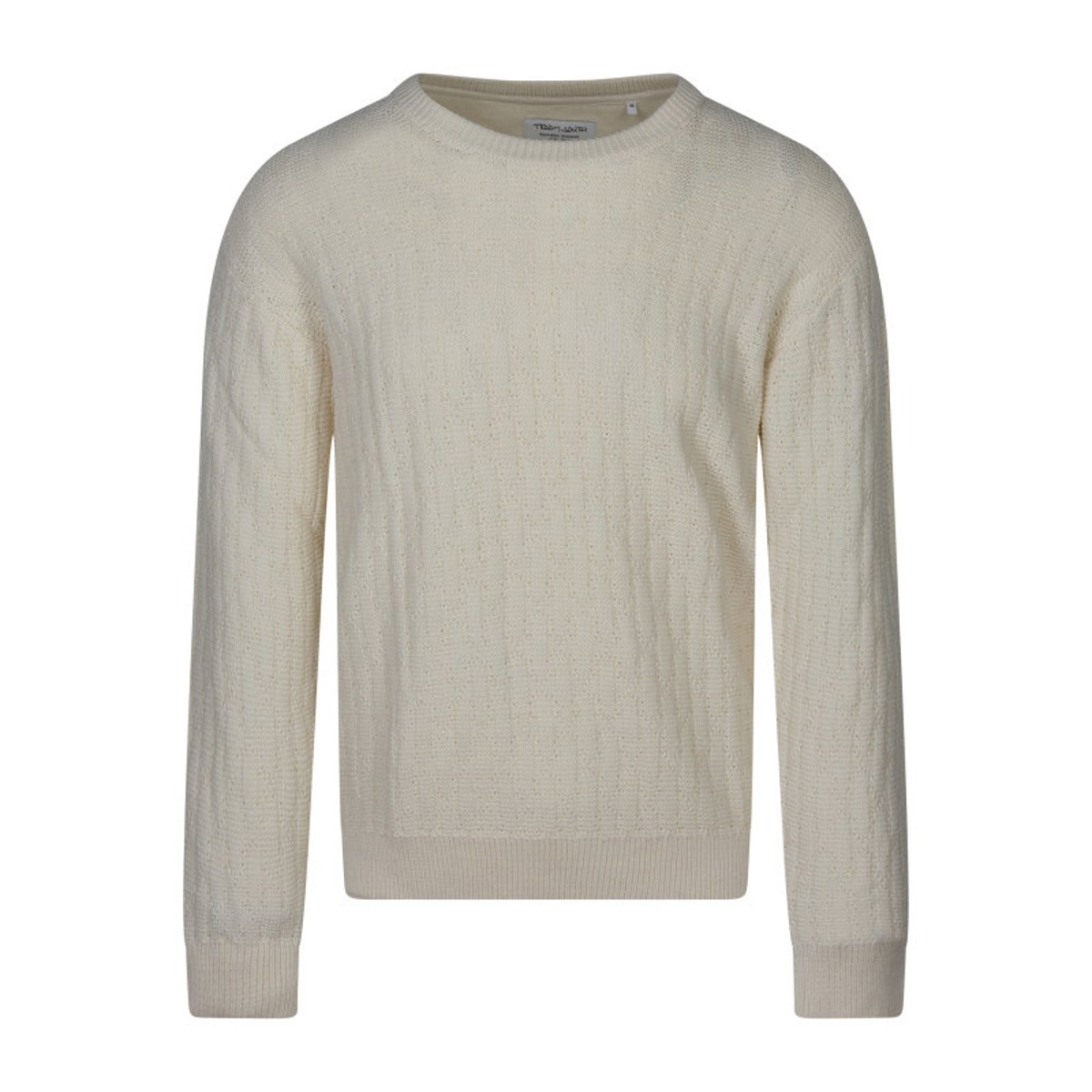 Pull écru à coupe droite pourvu d'un col rond et de manches longues écru, TEDDY SMITH