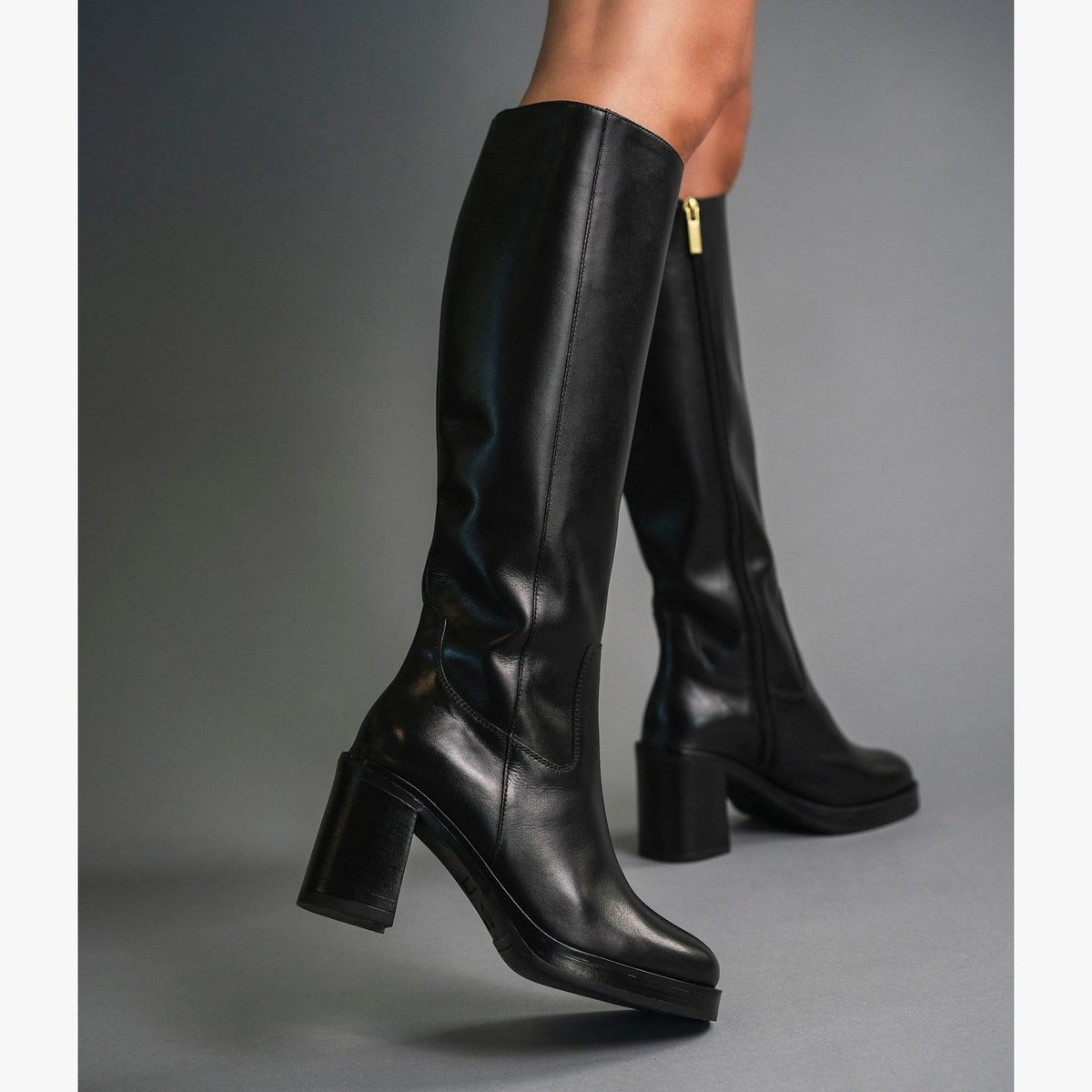 Botte À Talon en cuir FLAVIE noir, BOCAGE