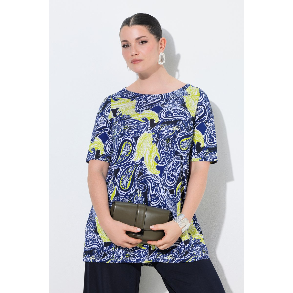 T-shirt motif cachemire, au tombé fluide blanc neige, ULLA POPKEN