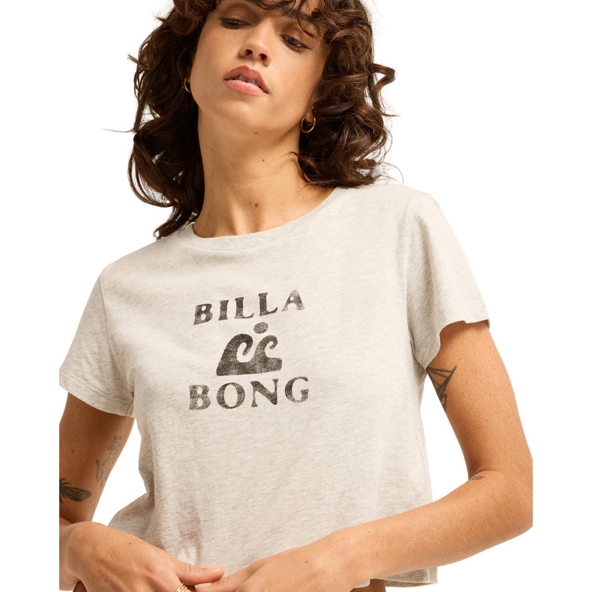 T shirt manches courtes SURFING IN TOWN CROP gris grey heather, BILLABONG