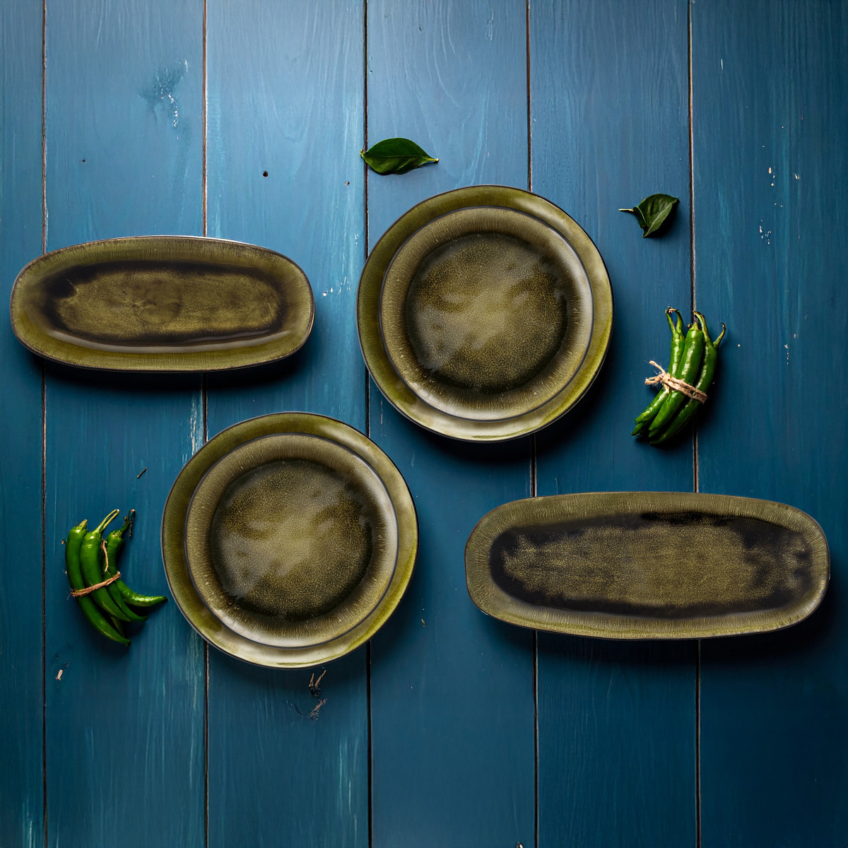Assiette dessert 20.5 cm (lot de 6) - vert olive, MEDARD DE NOBLAT