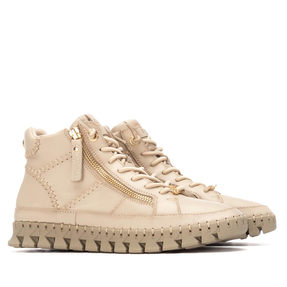 Baskets Plaine Fermeture éclair beige, CARMELA