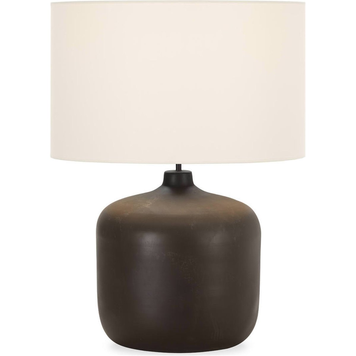 Lampe de table en métal effet bois brûlé bois brûlé et blanc, RECOLLECTION