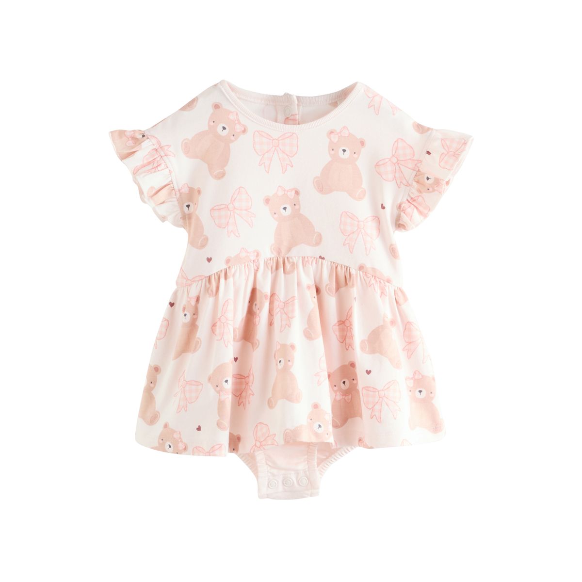Lot de 3 grenouillères en jersey ours rose brodé, NEXT