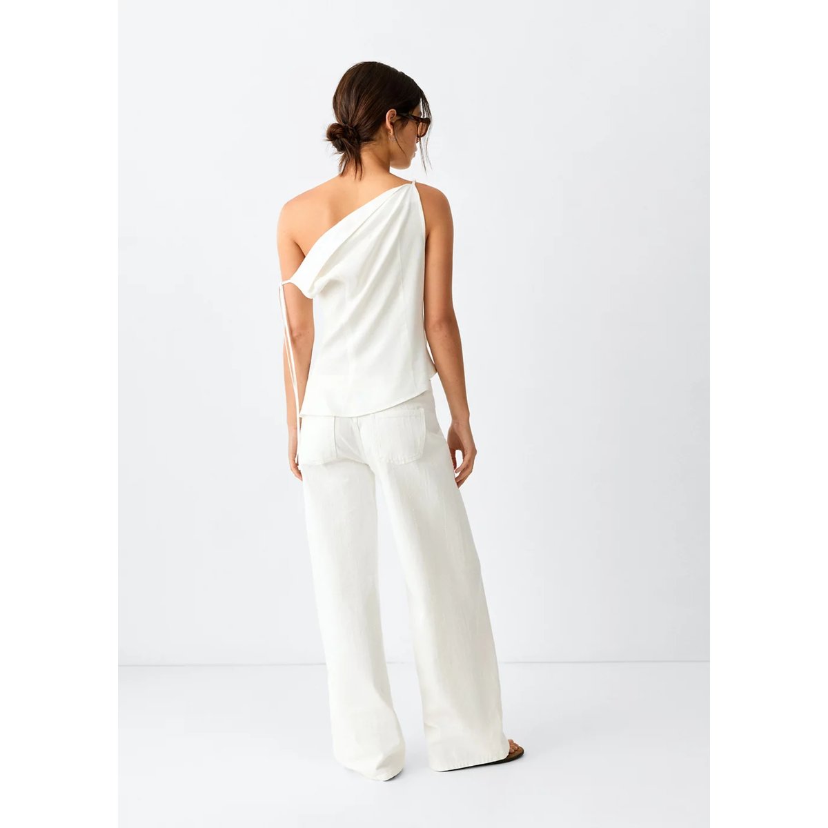 Jean low waist texture à rayures blanc, MANGO TEEN