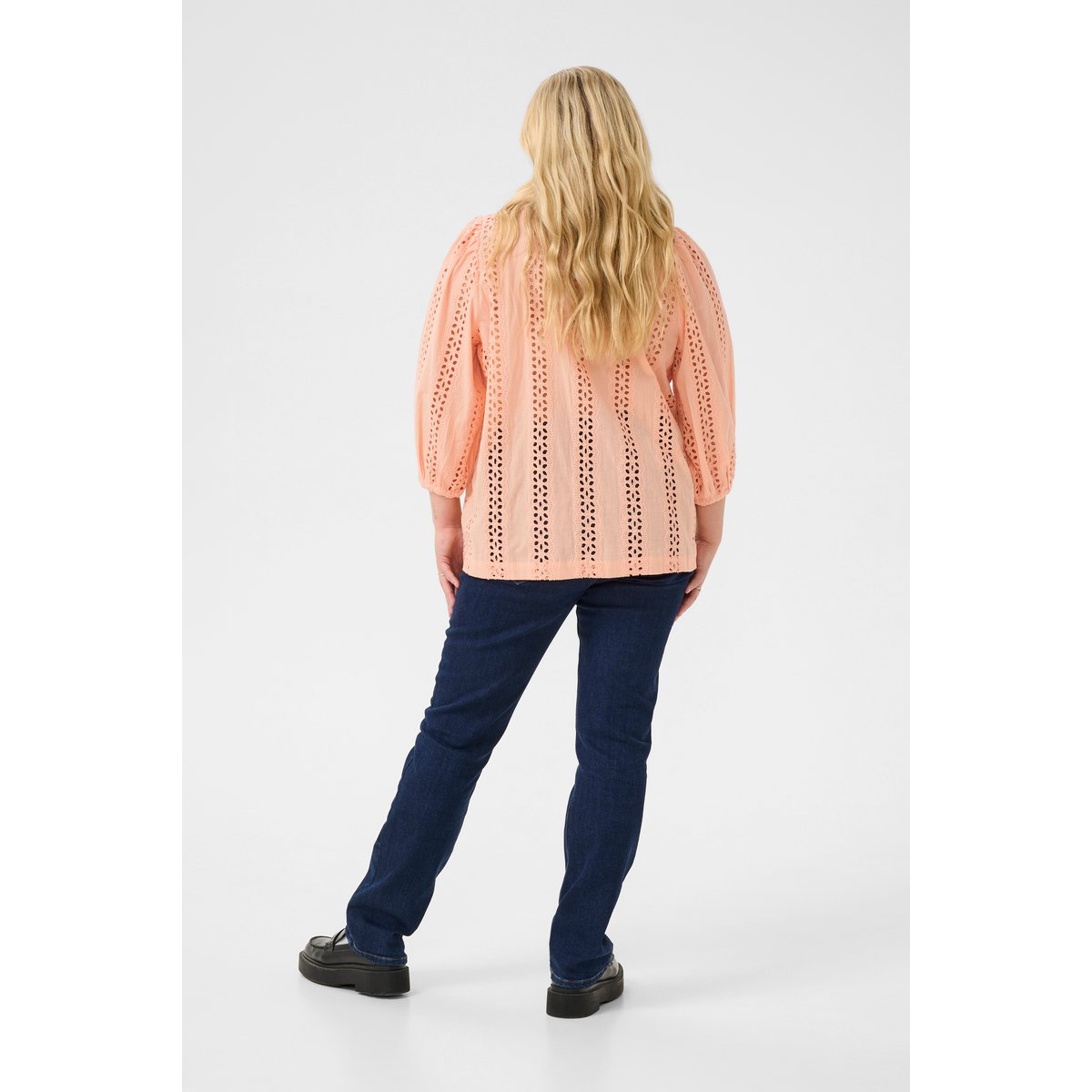 Blouse with long sleeve orange peach nectar, KAFFE CURVE