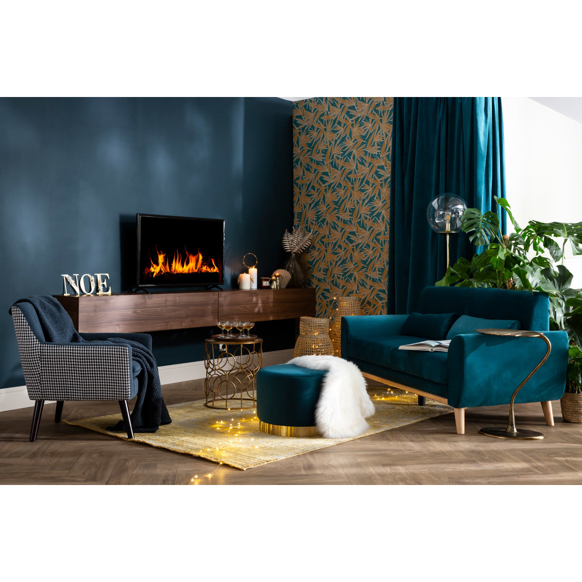 Élément mural TV horizontal L138 cm ETERNEL marron foncé, MILIBOO