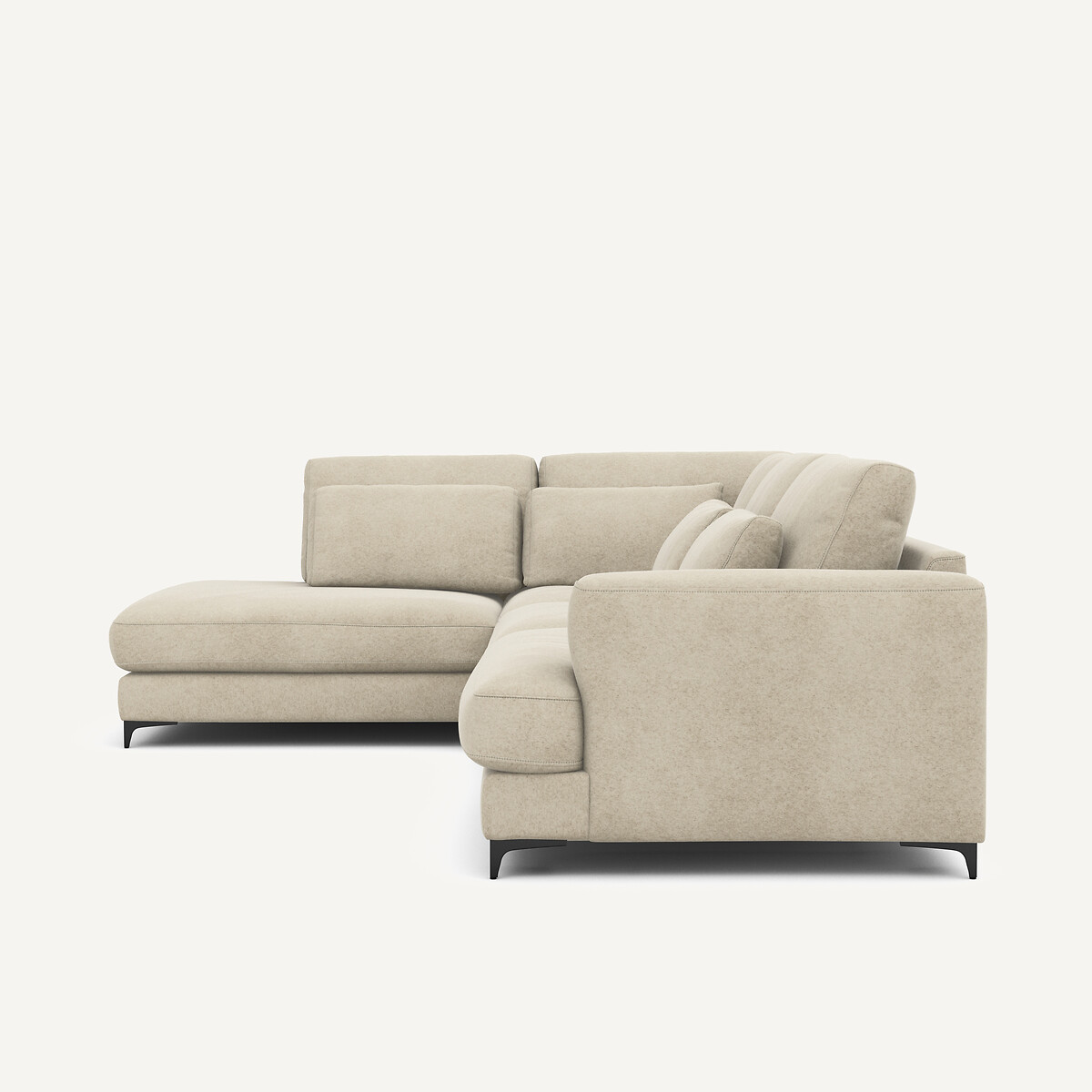 Sofa, linke Ecke, umwandelbar, in Leinenvelours, Marsile albatre, AM.PM