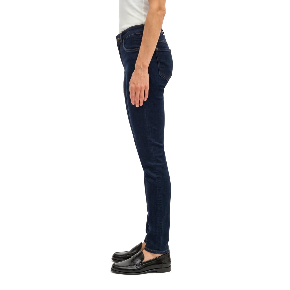 Jeans modèle Alby slim en coton biologique mélangé et stretch bleu, MARC O'POLO