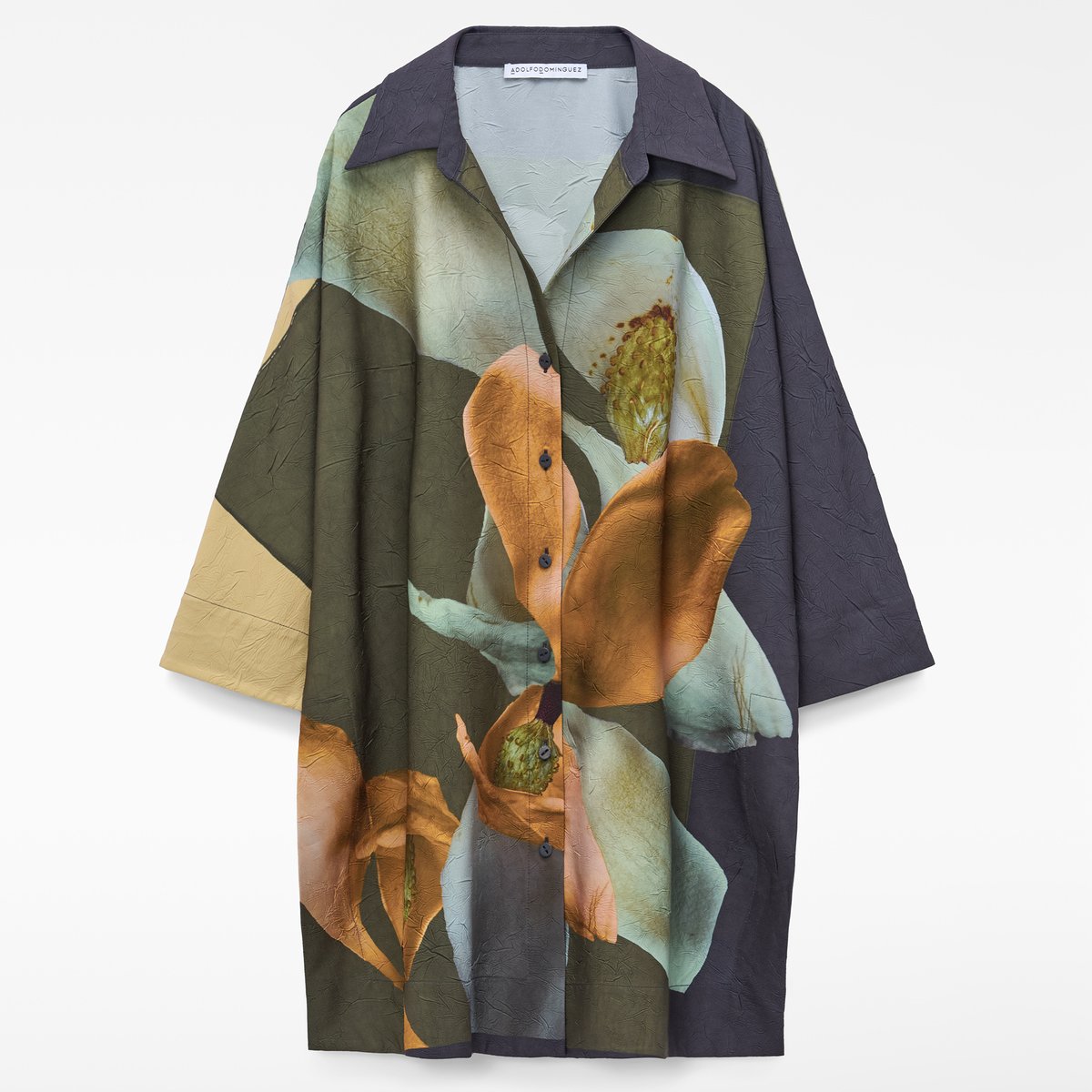 Chemise oversize et col italien imprimé fleurs, ADOLFO DOMINGUEZ