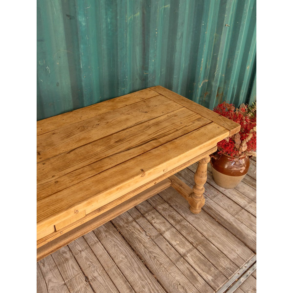 Grande table à manger en bois Romy N°1462 - Bon état bois clair, DEBONGOUT