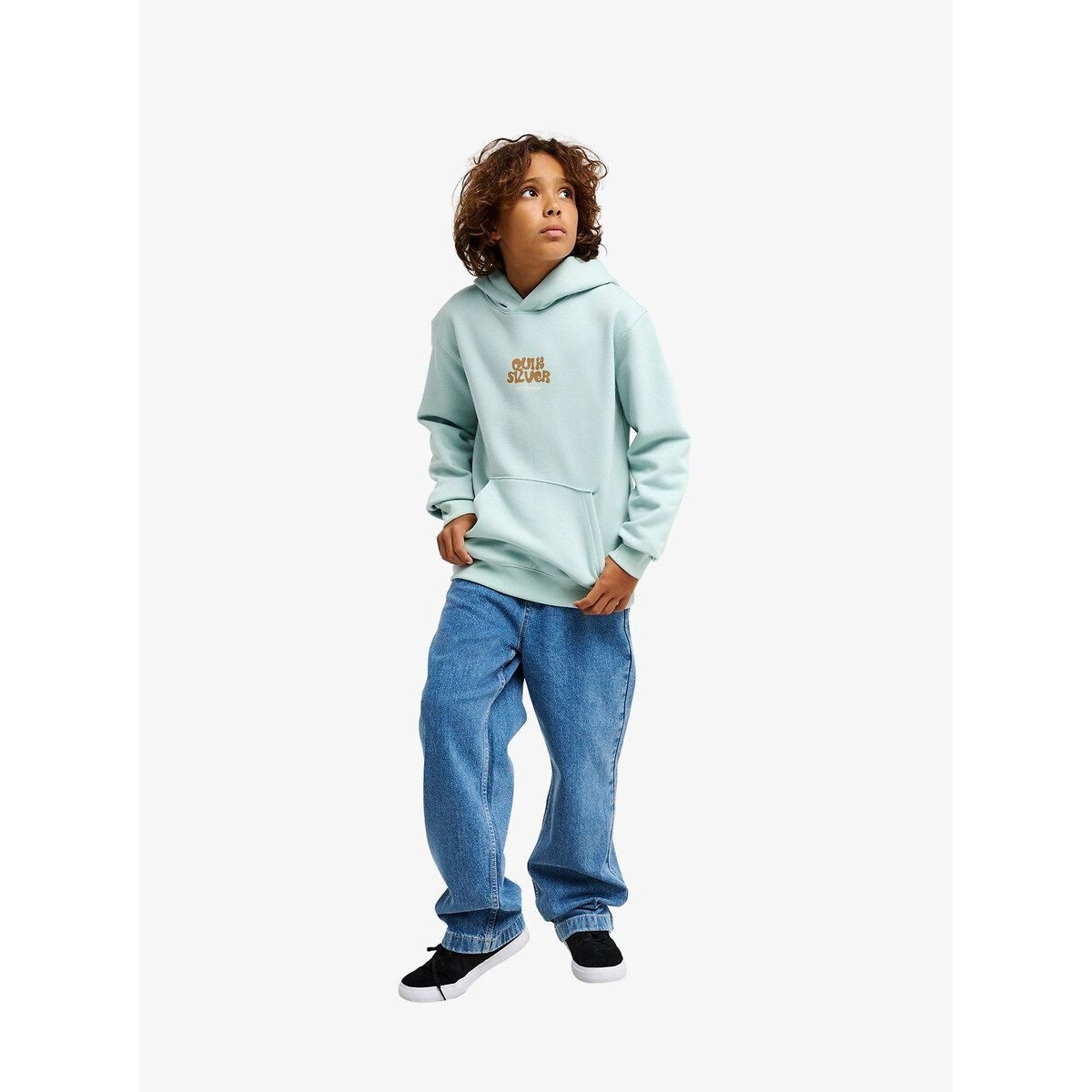 Front and Back Printed Fleece Hoodie blue, QUIKSILVER