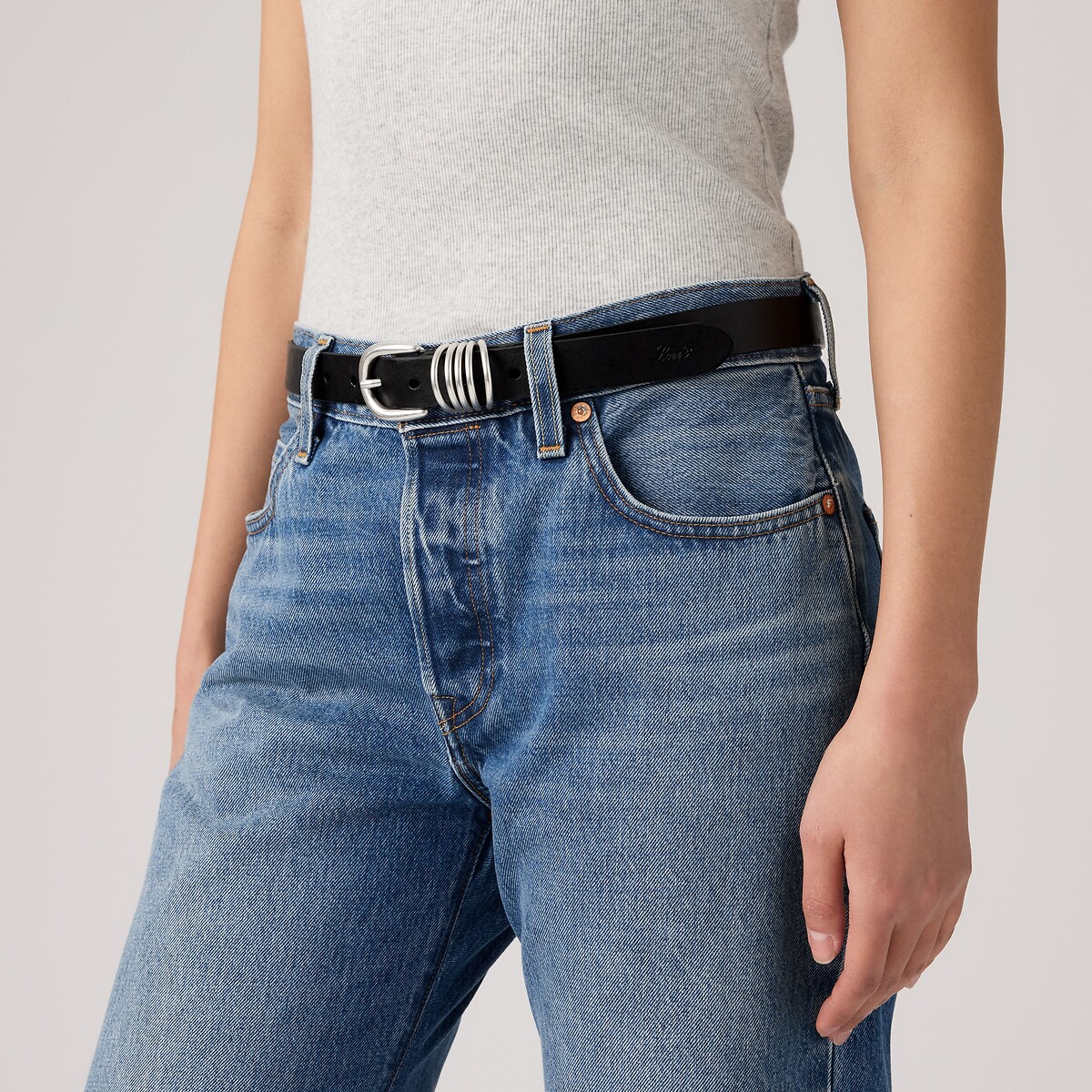 Cinturón de cuero LYLA RING negro, LEVI'S