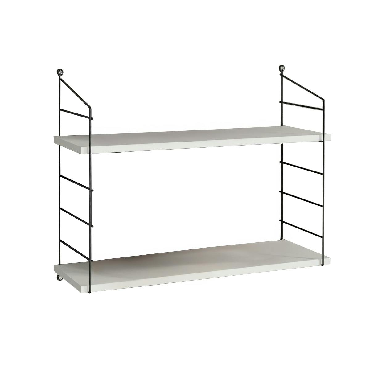 Etagère murale 2 planches montants métal JENA noir et blanc, PIER IMPORT