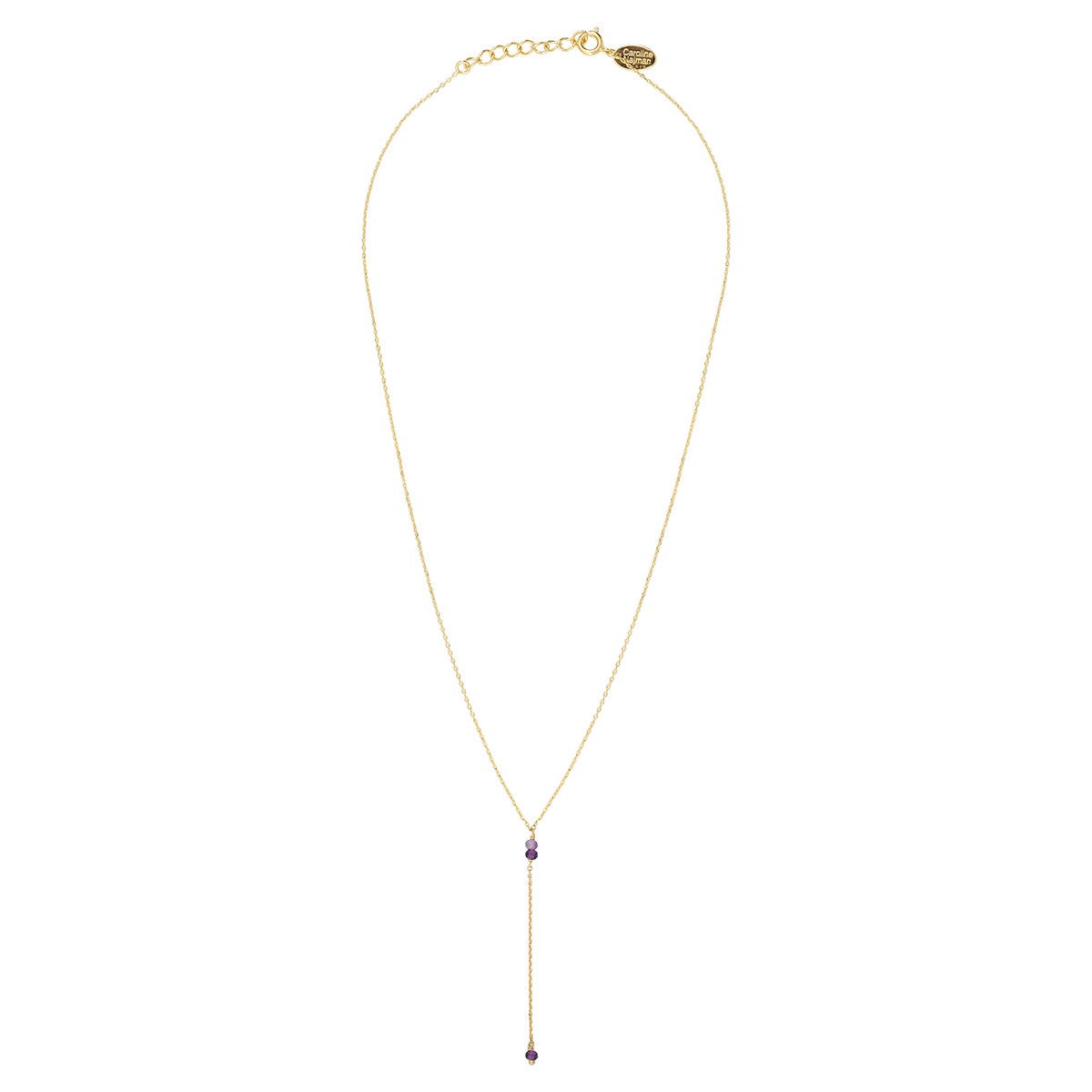 Collier doré cravate courte - venus violet, CAROLINE NAJMAN